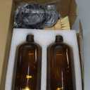 Kitchen Soap Dispenser Set with Instant Dry Tray,16 Oz Hand and Dish Soap Amber Glass Dispenser Set,Stainless Steel Pump,Waterproof Labels&Dish Brush,Luxury Soap Bottle for Kitchen,Bathroom