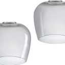 2 Pack 5.44 Inch Clear Grey Glass Lamp Shade Pendant Ceiling Chandelier Wall Sconce Light Replacement Oval Glass Shade Fixture Over Sink Kitchen Island