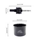 Hole Saw, LAIWEI 60mm Hole Cutter with A2 Heavy Duty Mandrel, 4341 Drill Bit,Cutting Depth 38mm,for Drilling Holes in Wood, Aluminium Profiles, PVC and Metal Round Pipe (2-3/8")