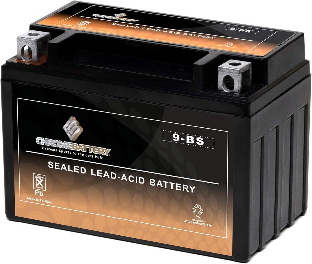 CB CHROMEBATTERY 9-BS Maintenance-Free, 120CCA, 12V 10Ah Battery Replacement for ATV, Motorcycle, Jet Skis, Scooter, UTV, and More - Nut and Bolt (T3) Terminal CB CHROMEBATTERY 9-BS Maintenance-Free, 120CCA, 12V 10Ah Battery Replacement for ATV, Motorcycle, Jet Skis, Scooter, UTV, and More - Nut and Bolt (T3) Terminal