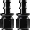 6AN Straight Push Lock Hose Fitting End Black 2PCS