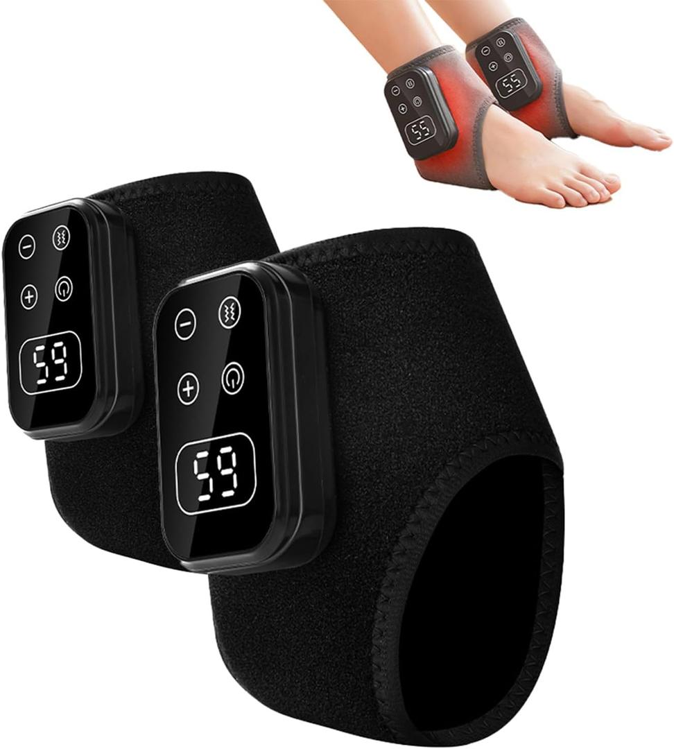 Foot Advanced Triple Method Massager, with 5 Vibration Modes and 6 Heat Levels, Suitable for Pain Relief and Plantar Fasciitis, Travel & Home UseBlack 2pcs