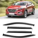 Window Visor for 2016-2021 Hyundai Tucson, Out-Channel Rain Guards Shields Vent Deflector Shade Wind Dark Smoke for 16-21 Tucson 2017 2018 2019 2020, Tape-On Outside-Mount, 4PCS
