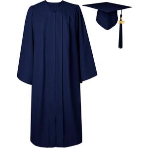 GraduatePro Matte Graduation Cap and Gown Class of 2025 Set Bulk with Tassel for High School & College 12 Colors (45, Navy)