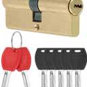 PATIKIL European Double Lock Cylinder, 90mm(40/10/40) Door Cylinder Lock with 7 Keys Solid Brass Lock Cylinder for Anti-Theft Wooden Aluminum Door