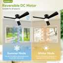Ceiling Fans with Lights - 42 Inch Low Profile Ceiling Fan with Light and Remote, Reversible DC Motors, 3CCT Dimmable Timer Noiseless, Black Flush Mount Ceiling Fan for Bedroom/Living Room