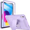 Soke Case for iPad (A16) 11th Generation 11-inch 2025, iPad 10th Generation 10.9-inch 2022, with Built-in Screen Protector and Kickstand, Rugged Full Body Protective Cover - Violet