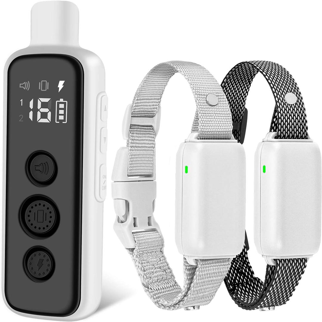 Bousnic Dog Shock Collar for 2 Dogs - (8-120lbs) Waterproof Rechargeable Electric Dog Training Collar with Remote for Small Medium Large Dogs with Beep Vibration Safe Shock Modes(Grey) (Grey)