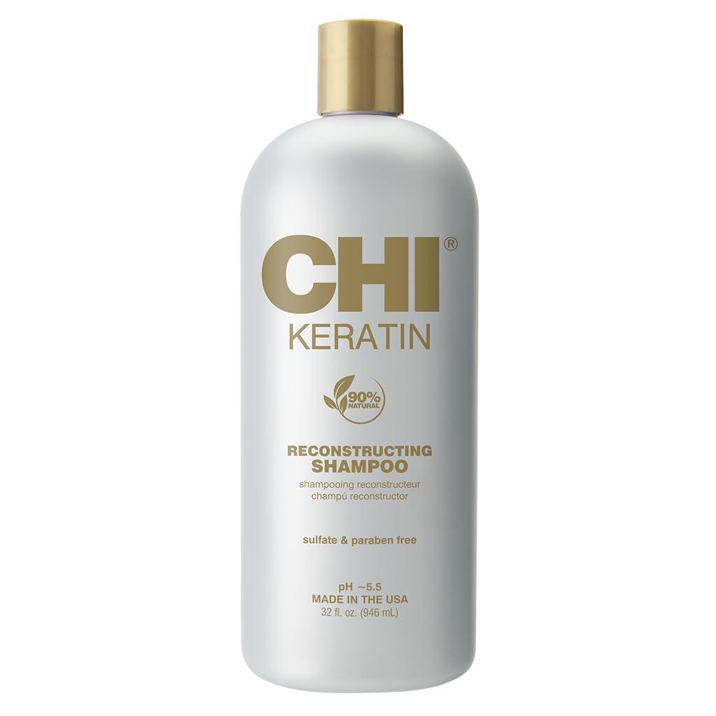 CHI Keratin Reconstructing Shampoo, Delivers Healthier Hair, Adds Shine & Helps Prevent Future Breakage, Sulfate, Paraben, & Cruelty-Free, 32 Oz (32 Fl Oz (Pack of 1))
