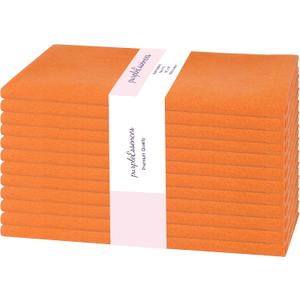 PurpleEssences Set of 12 Cloth Dinner Napkins 100% Cotton 18x18 Inch - Soft Durable Washable - Ideal for Farmhouse Party Fall Thanksgiving - Perfect Everyday Use Table Linen - Orange PurpleEssences Set of 12 Cloth Dinner Napkins 100% Cotton 18x18 Inch - Soft Durable Washable - Ideal for Farmhouse Party Fall Thanksgiving - Perfect Everyday Use Table Linen - Orange