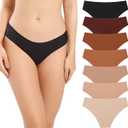 SHARICCA Women Seamless Cheeky Bikini No Show Panties Ladies Invisible Breathable Briefs Soft Stretch Underwear Multi Pack (Medium)