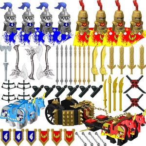 Weapon Pack for Minifigures Accessories Kit Knight Weapons Set Include Horse Carriage Barding Armor Helmet Shield for Ages 5+ Compatible with All Major Brands (Medieval Weapon)