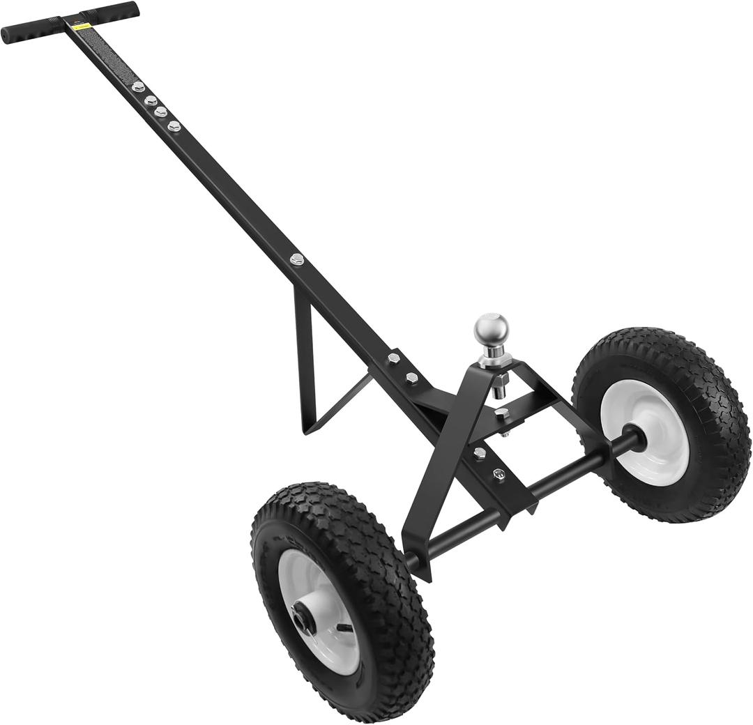Trailer Dolly, 600LBS Capacity, 1-7/8 Hitch Ball with 12 Solid Tires, Trailer Mover Dolly for Moving, Black Powder Coated Steel