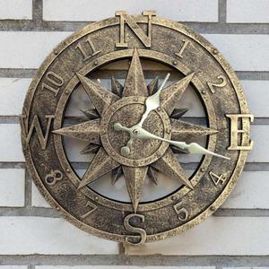 Outdoor Wall Clock 12in Garden Clock Waterproof Clocks Roman Retro Kitchen Home Clock -Not Silent (Bronze)