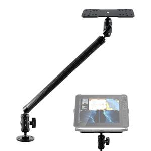 Aluminum Alloy Fish Finder Mount with C Size 1.5 Inch and Round Base, 19.68 Inch Long Arm Marine Electronic Depth Finder Mount Compatible with Garmin Lowrance Humminbird and More