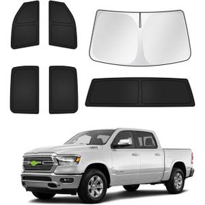 Canvcle Sunshades for Dodge Ram 1500 2019-2025 2026 Accessories Windshield Sun Shade Side Rear Window Shade Cover Sun Visor Shield Privacy Protection Keep Vehicle Cool Black 6PCS