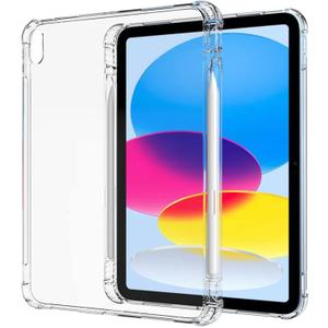 Clear Case for New iPad (A16) 11th/10th Generation 10.9-inch 2025/2022,Slim Soft Flexible Lightweight TPU Silicone Case Cover Skin with Pencil Holder for iPad 10.9" 10th 11th Gen (Transparent)