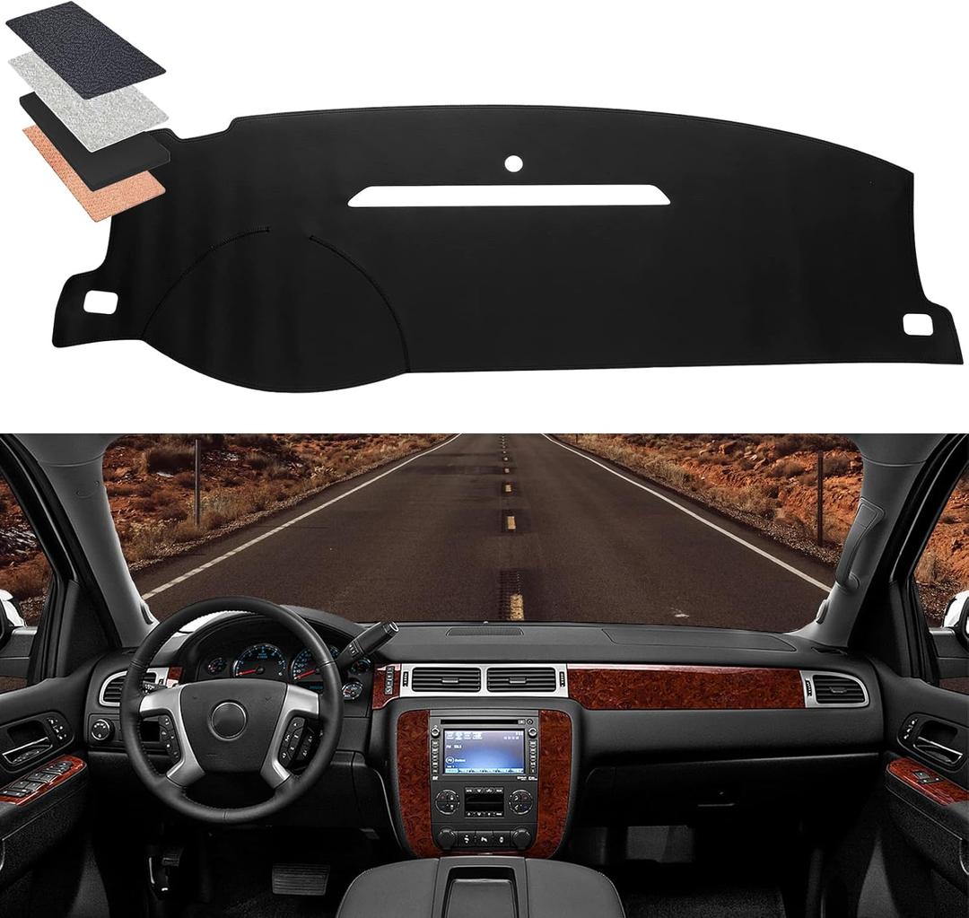 BDFHYK Dashboard Dash Cover PU Dash Mat Compatible with Silverado and Sierra 2007-2013, Compatible with Tahoe Suburban Avalanche Yukon 2007-2014