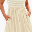 BTFBM Summer Midi Dresses for Women 2025 Spring Sleeveless Square Neck Smocked Flowy Long Beach Vacation Sundress Pocket XXL