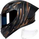 CYRIL Full Face Motorcycle Helmet DOT Approved for Adults Men Women, Motorbike Street Bike Racing Helmet with Tinted & Extra Clear Tool-Free Swappable Visors, Includes Storage Bag S