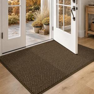 COSY HOMEER Door Mat Non-Slip Entryway Rugs Dirt Trapper, 32"x48", Brown
