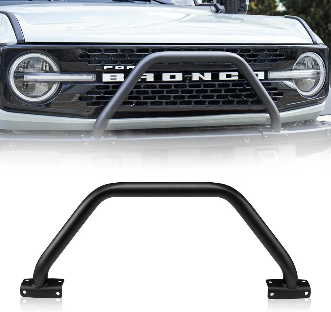 FieryRed OEM Version Front Bumper Bull Bar for Ford Bronco Accessories 2024 2023 2022 2021 2/4 Doors, Only fit Modular Steel Front Bumper, Rust-Resistant Grille Guard, Not for Bronco Sport
