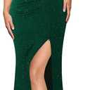 VFSHOW Womens Sexy Cut Out Beaded Halter Formal Prom Maxi Dress Ruched High Slit Cocktail Gala Ball Evening Gown (Green, M)