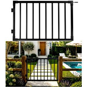 Aluminum Deck Gate 42in H, Heavy Duty Adjustable Width (Up to 48"), Easy Install, Rustproof Outdoor Gate for Patio, Porch & Yard