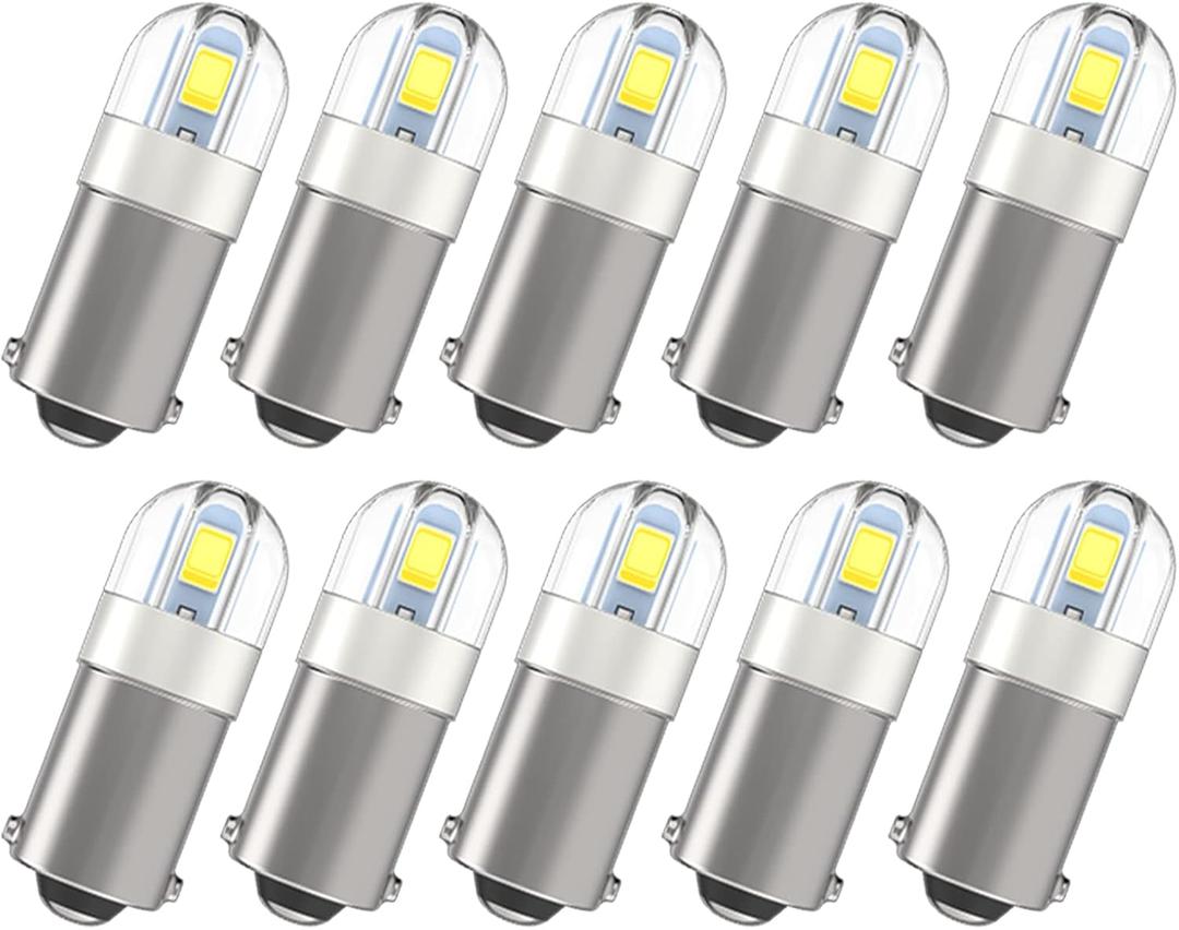 Serundo Auto BA9S Led Car Bulb BA9 1895 1891 53 57 Led Car Bulb, 2SMD 3030Chips 6000K White 47830 64111 3893 LED Car Bulb for Car Interior Dome Map License Plate Glove Box Light etc, Pack of 9pcs