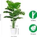 SAJANDAS Set of 2 Artificial Monstera Deliciosa Plants in Pots, Fake Tropical Palm Tree with Greenery Leaves Stems, 28 Inch Artificial Cheese Plant for Home Bathroom, Office, Windowsill Decor