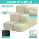 YENING Large Dog Stairs for High Beds - Extra Wide Pet Steps for Large Dogs to Get on Tall Bed 3 Deep Step Cat Ramp for Couch Beige