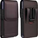 Leather Phone Holster with Strong Metal Belt Clip and Magnetic Closure Compatible with iPhone 16/15/14/13/12 Pro Max, Galaxy S25/S24/S23/S22 Plus & FE, L-Coffee