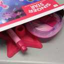 Guitar and Microphone Play Set for Girls,Karaoke Machine with Music&Light,Microphone Toys with Stand,Adjustable Height Guitar Toys for Kids,Toddlers,Child (Red)