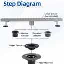 Shower Drain Base, 2-Inch ABS Shower Drain Flange, Shower Floor Drain Base Kits with Threaded Joints and Rubber Joints for 2 Inch Square/Linear Shower Drain Installation