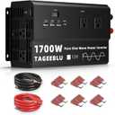 1700 Watt Pure Sine Wave Inverter - 3400W Surge, 12V DC to 110V/120V AC Converter Power Inverter for RV, Truck, Home, Solar, Camping, CPAP with 4 AC Outlet & 4 USB (18W QC & PD), LCD Display