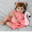 Reborn Realistic Baby Doll Girl, 22 Inch Lifelike Soft Weighted Body, Reborn Dolls with Feeding Toy Gifts Set for Kids Age 3