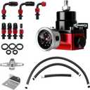 EFI Fuel Pressure Regulator Kit with Bypass Return 0-100psi Pressure Gauge 6AN Fuel Line Adjustable Universal(Black & Red)