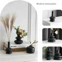 JOJUNO Black Bud Vases, Small Ceramic Vase Set of 5, Mini Pottery Vases for Flowers, Decorative Vases for Home Modern Decor, Boho Decor, Chic Vases for Living Room Dining Table Shelves