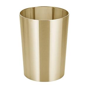 mDesign Stainless Steel Round Metal Trash Can, Small 2.8 Gallon Wastebasket, Garbage Basket Bin for Bathroom, Bedroom, Kitchen, or Home Office, Holds Waste and Recycle, Mirri Collection, Soft Brass