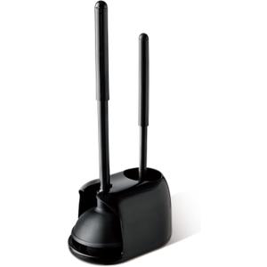 Eyliden Toilet Plunger and Brush, 2 in 1 Toilet Bowl Brush Plunger Set with Holder, Bathroom Cleaning Tools Combo with Caddy Stand (Black)