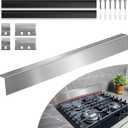 30" Slide-in Range Rear Filler Kit,Stove Gap Filler Strip, Stainless Steel Backsplash for Stove, Stove Trim Kit with Most Brands Between Stove and Backsplash(Silver) With 2 PCS Stove Gap Covers