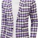 NOVOCCT Men's Plaid Slim Fit Blazer Jacket, Lightweight 2-Button Casual Sport Coat, Formal & Everyday Blazer for Men, S, Purple Light 