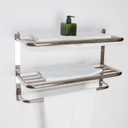 Bathroom Shelf 3-Tier Wall Mounting Rack with Towel Bars, ULIFESTAR Stainless Steel 24 Inch Towel Shelf, Heavy Duty Bath Towel Bars Floating Shelves Towel Rack for Hotel, Kitchen and House Lavatory