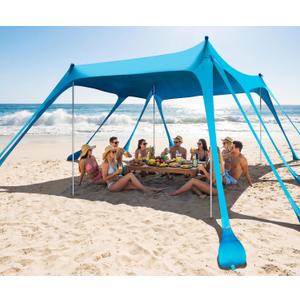 13x10FT Beach Tent Sun Shelter – UPF50+ Outdoor Canopy with 10 Sandbags, Sand Shovel, Ground Pegs & Stability Poles – Portable Shade for Camping, Fishing, Picnics & Beach Trips
