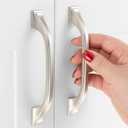 10 Pack 3-3/4 Inch Brushed Nickel Cabinet Pulls Satin Nickel Cabinet Handles Silver Kitchen Hardware for Cabinets Drawer Dresser ZP2409 Cupboard Bedroom Closet Bathroom Vanity