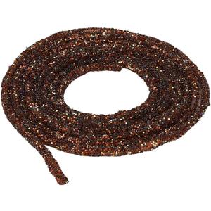 6MM Brown Glitter Rope Ribbons Sparkle Sequins Round Cord Trimming Glass Rhinestone Tube Sequin String for Jewelry Making Wedding Dresses Costume Decor Clothes Shoes Accessories DIY Crafts