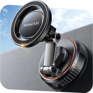Miracase for MagSafe Car Mount[3600gf Strong Magnet & 89+LBS Suction Base]Vacuum Magnetic Phone Holders for Your Car, 360 Adjustable Dashboard & Windshield Mount with Dash Accents for All Smartphones