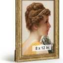 HLiWEGNS Antique Gold 8x12 Frame Poster Frame with Aged Gold Finish Picture Frame for 8 x 12 Artwork, Canvas Prints, Puzzles, and Wall Decor
