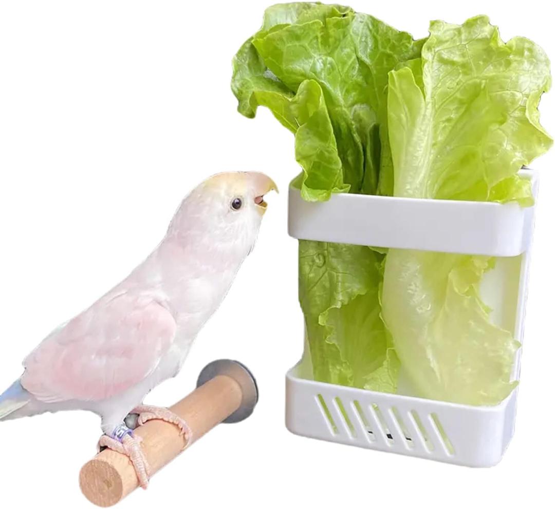 Bird Parrot Feeder with Stand, Plastic Pet Feeder for Multiple Pets, Durable Vegetable Rack, Hanging Baskets for Bird, Rabbit, Hamster Cage Decoration