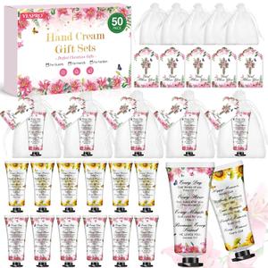 50 Sets Christian Hand Cream Gifts, Christian Gifts for Women, Bible Hand Lotion for Christian Party Favors with Prayer Cards, Bible Verse Prayers Religious Gifts for Women, Birthday Graduation Gifts